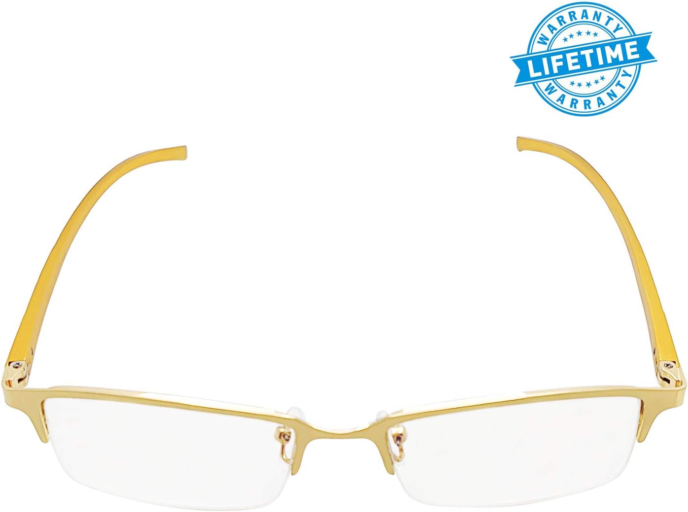 Blue Light Blocking Glasses Filter Blue Ray Lightweight Gaming Computer Glasses UV Blocker Anti Eyestrain Reduce Headaches Reading Eyewear Men/Women (Gold)