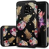 S9 Cases,Galaxy S9 Case Black,Fingic Slim Fit Phone Cover Colorful Pineapple&Shinny Star Design Case Hard PC&Soft Silicone Hybrid Protective Case for Samsung Galaxy S9 5.8