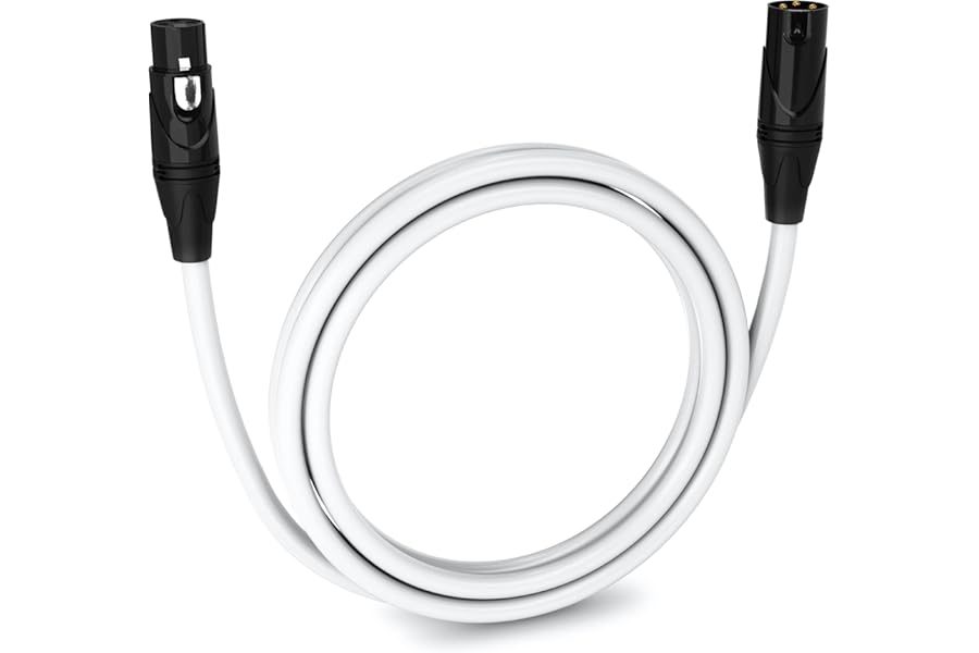 LyxPro 6 Feet XLR Microphone Cable Balanced Male to Female 3 Pin Mic Cord for Powered Speakers Audio Interface Professional Pro Audio Performance and Recording Devices - White