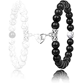 GolbalJew Matching Bracelets 1 PIECE Initial Heart Long Distance Friendship Bracelets for Couples Friends, Stretch Beaded Bracelet for Women Men Valentine's Day Gifts