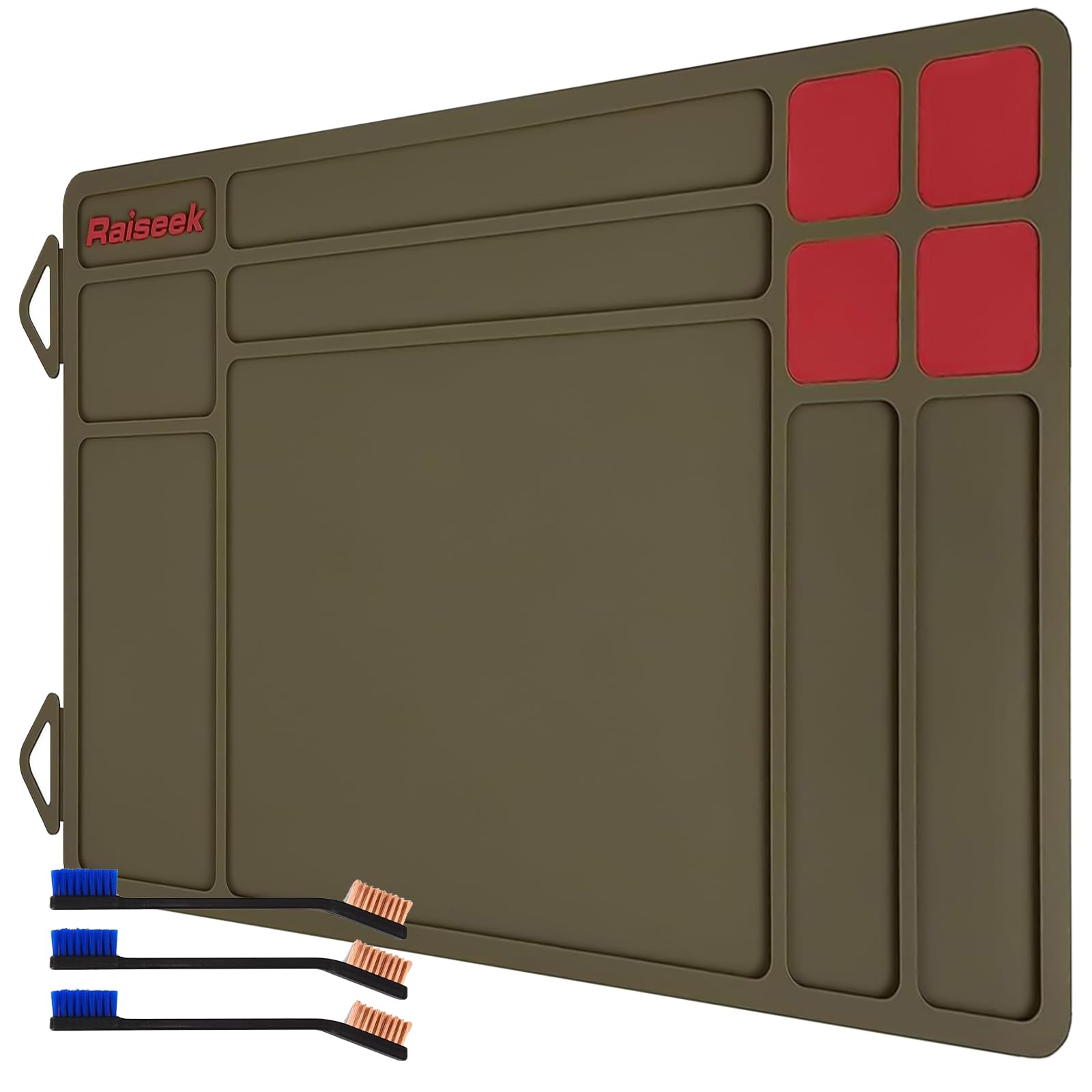 Photo 1 of Raiseek   Cleaning Mat, Magnetic Gun Maintenance Mat,Anti-Slip Rubberized Pistol Gun Mat with Organizer Parts Tray,Protective Workbench Mat 15.9" x 9.8"