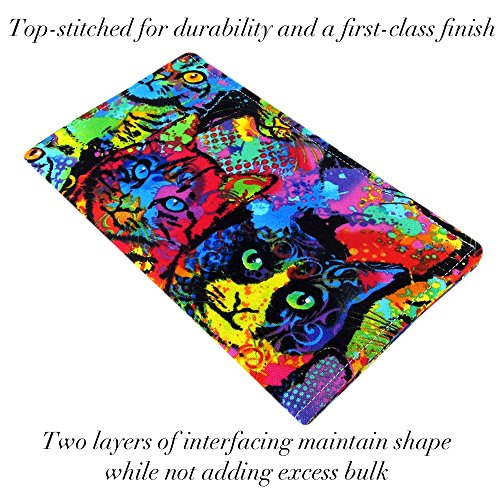 Handmade Watercolor Cat Fabric Women's Checkbook Cover