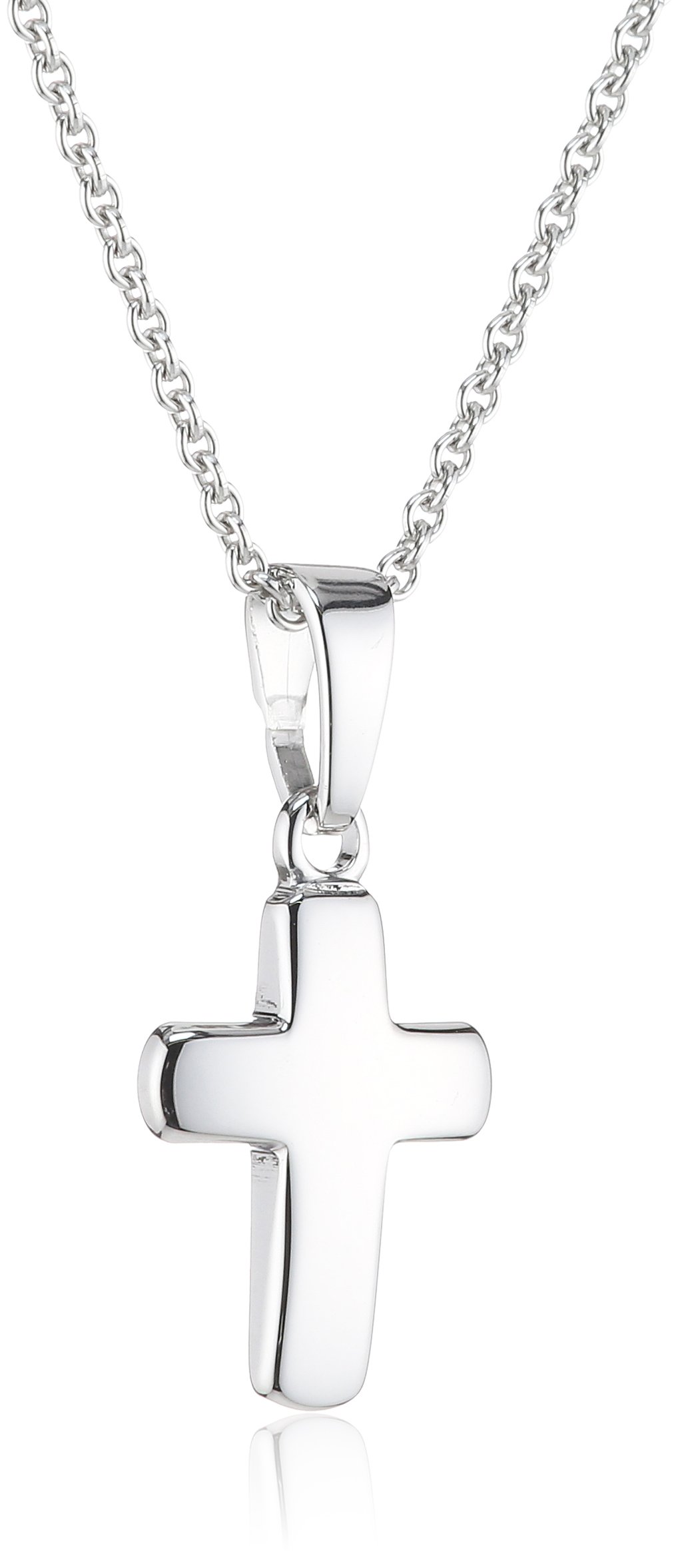 Xaana AMZ0215 Children's Necklace with Cross Pendant 12 mm Shiny Rhodium-Plated 925 Sterling Silver 36-38 cm