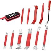 GOOACC 11PCS Trim Removal Tool Kit, Metal &amp; Nylon Pry Tools Set for Car Door Panel, Dashboard, Audio, Clips, Fastener Remover w/Storage Box &ndash; Red