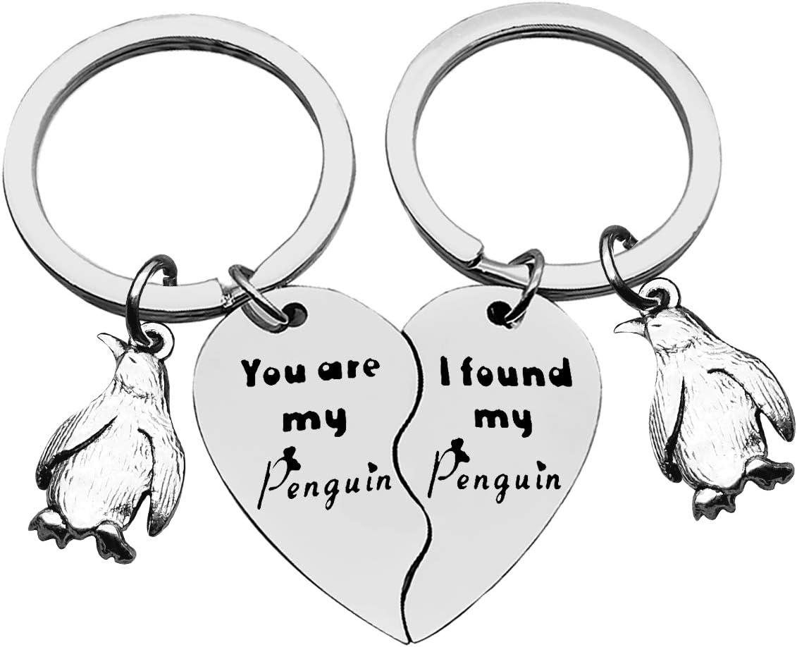 Penguin Lover Keyring Gifts Wedding Gift for Couple You are My Penguin I Found My Penguin Keychain Set Valentine's Day Keyring Christmas Birthday Gifts for Boyfriend Girlfriend Heart Keyring Set