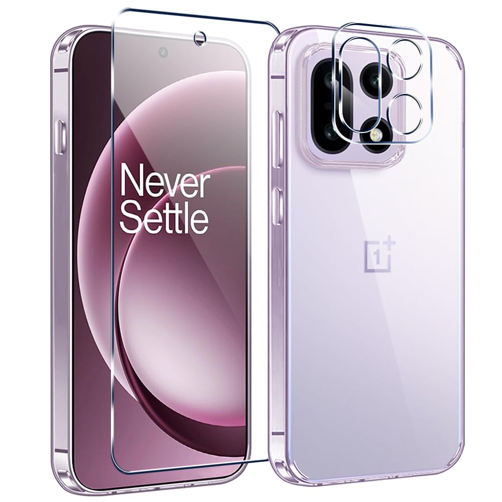 Compatible for Oneplus 15 5G Phone Case with Screen Protector & Camera Lens Protector, [Not Yellowing] [Military-Grade Drop Protection] Protective Cover Case for Oneplus 15 5G 2025 - Crystal Clear