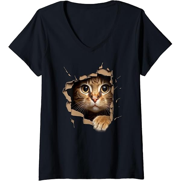 Amazon.com: Womens Cute kitten crack - cats cat lovers V-Neck T
