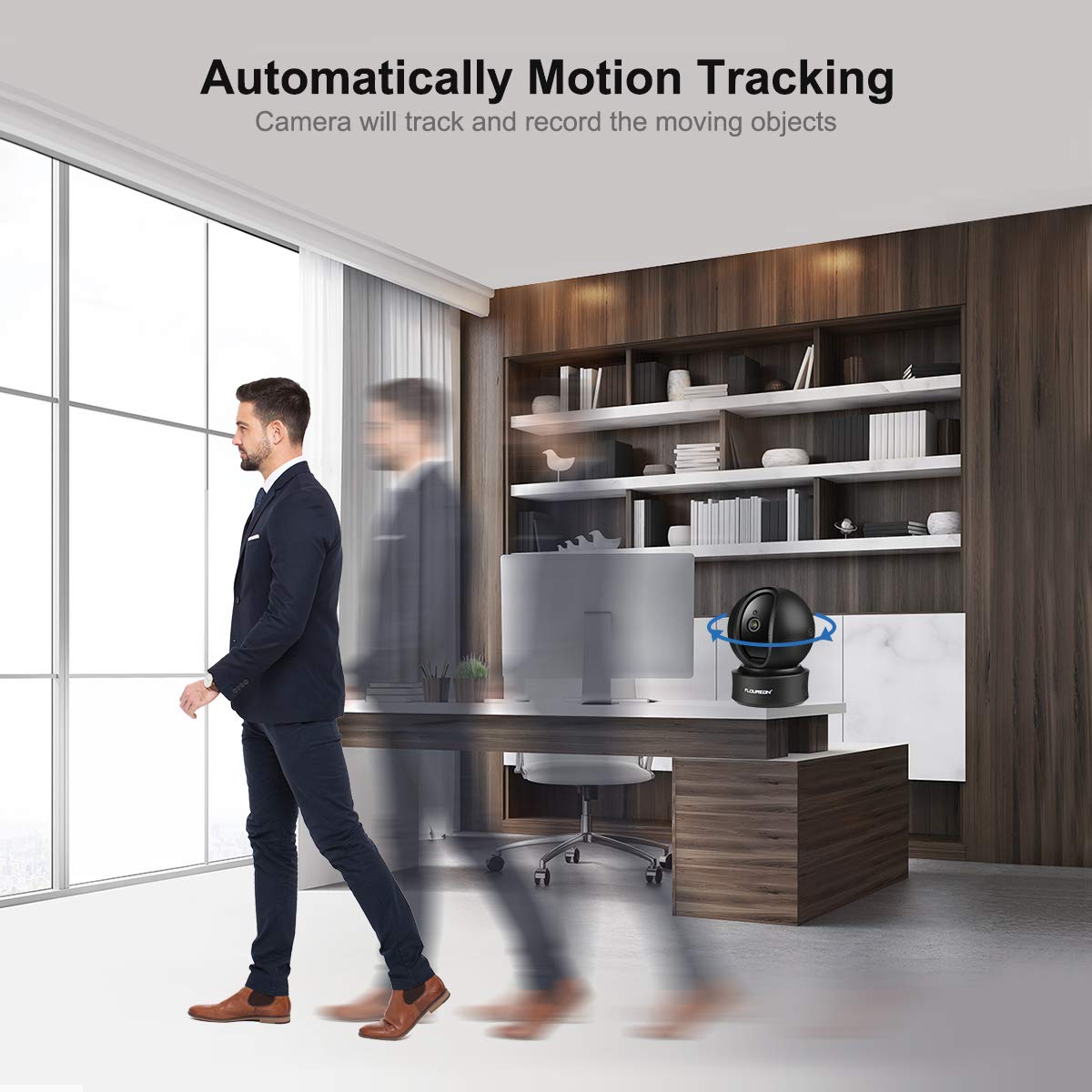 FLOUREON Caméra de Sécurité 1080P 2.0 MP WiFi Caméra IP avec Suivi Automatique 360° 3D Caméra de Surveillance Microphone intégré PTZ Surveillance de sécurité à Domicile CCTV Smart Slot de Carte SD