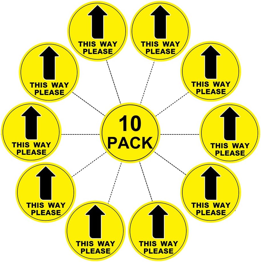 Arrow Floor Stickers, Social Distancing Floor Stickers Yellow Black Adhesive Floor Decals