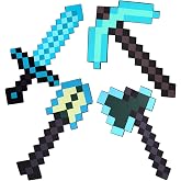 jiushen 4pcs Sword Pickaxe Axe and Shovel Toy Weapon Set,Kids Role-Play Foam Weapons Accessory for Game Fans Halloween Christmas and Party