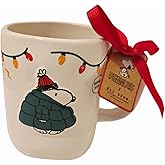 Rae Dunn Peanuts Current christmas mood ceramic coffee Mug. Puffer Jacket Christmas mug. Double sided.