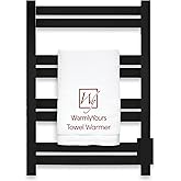 WarmlyYours Heated Towel Warmer Rack, 8-Bar, Hardwired, Integrated On/Off Switch with Light, 304-Stainless Steel (Maple)