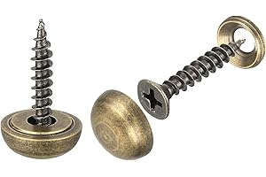 uxcell 12Pcs Brass Decorative Screws with Caps, 15mm Mirror Screws Cover Self-Tapping Screws for Furniture Fixing, Bronze