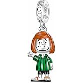 GNOCE Peanuts Snoopy Pendant Dangle Charm for Women, S925 Sterling Silver Dangle Charms for Women Wife, Valentine‘s Day, Mother’s Day Jewelry (Peppermint Patty)