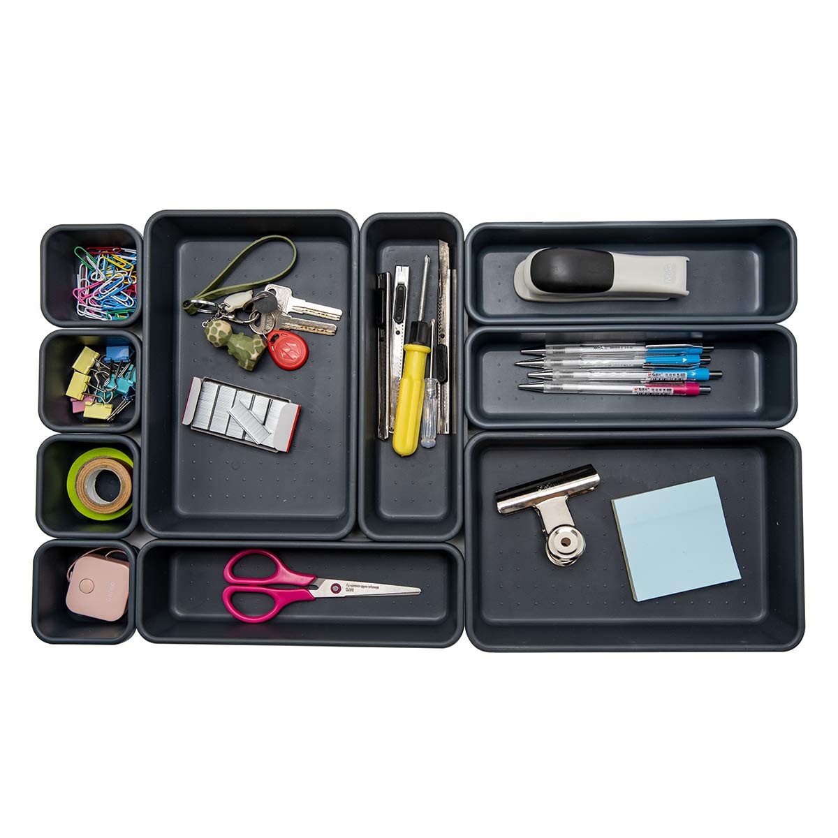 Backerysupply Interlocking Desk Drawer Organizer Separators for Office,Bathroom, Kitchen, Makeup (Set of 10)