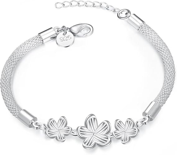 Streetregion 925 Silver Plated Bracelets & Charms, Plum Blossom Pendant
