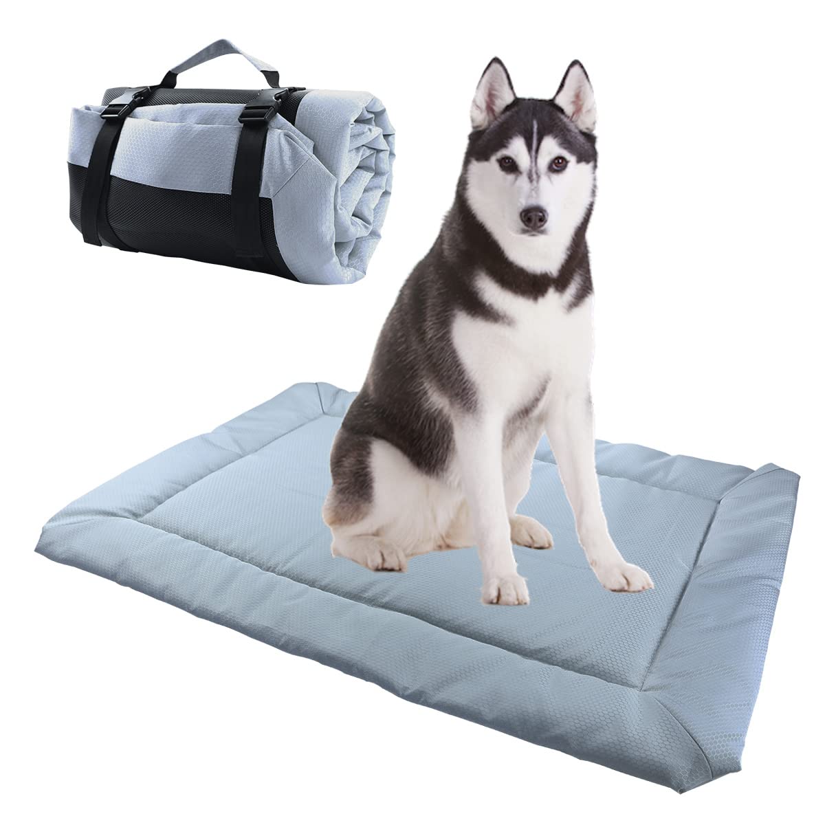Hisprout Portable Cat and Dog Bed, Waterproof and Foldable Pet Mat for Travel Camping Hiking, 36 X 26 Inch Suitable for Different Sizes of Dogs,Grey