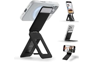 MOFT Phone Tripod Wallet, NFC-Supported Magnetic Phone Stand, Pocket-Size Selfie Stick, MOVAS Vegan Leather & Adjustable Angle Magnetic Card Holder, Travel Essential,Jet Black (with Card Slot)
