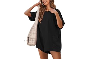 Yeokou Rompers for Women Casual Short Sleeve Oversized Athletic Workout Reversible Hot Shot Tee Romper Deep Pockets
