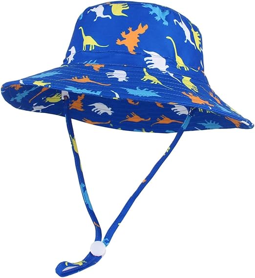 Amazon Moyea 子供 幼児漁師帽 ベビーハット ガールズ ボーイズ 帽子 赤ちゃん帽子 キッズハット サンハット 盆地帽子 ベビー用ハット ジーンズ風 恐竜柄ハット 水遊び 通園 通学 ブルー 帽子 通販