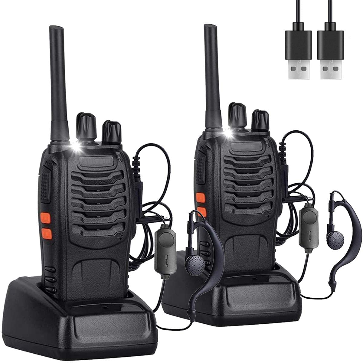 2PCS Walkie Talkies Portable Rechargeable Comunicador Transmitter Transceiver Radio Set 16CH Single Band Supports VOX Function for Adults Work,Camping