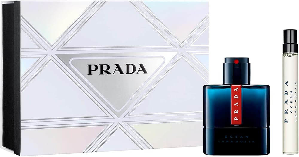 Prada Luna Rossa Ocean EDT 50ml Gift Set 2022 + 10ml Travel Spray Mens Fragrance