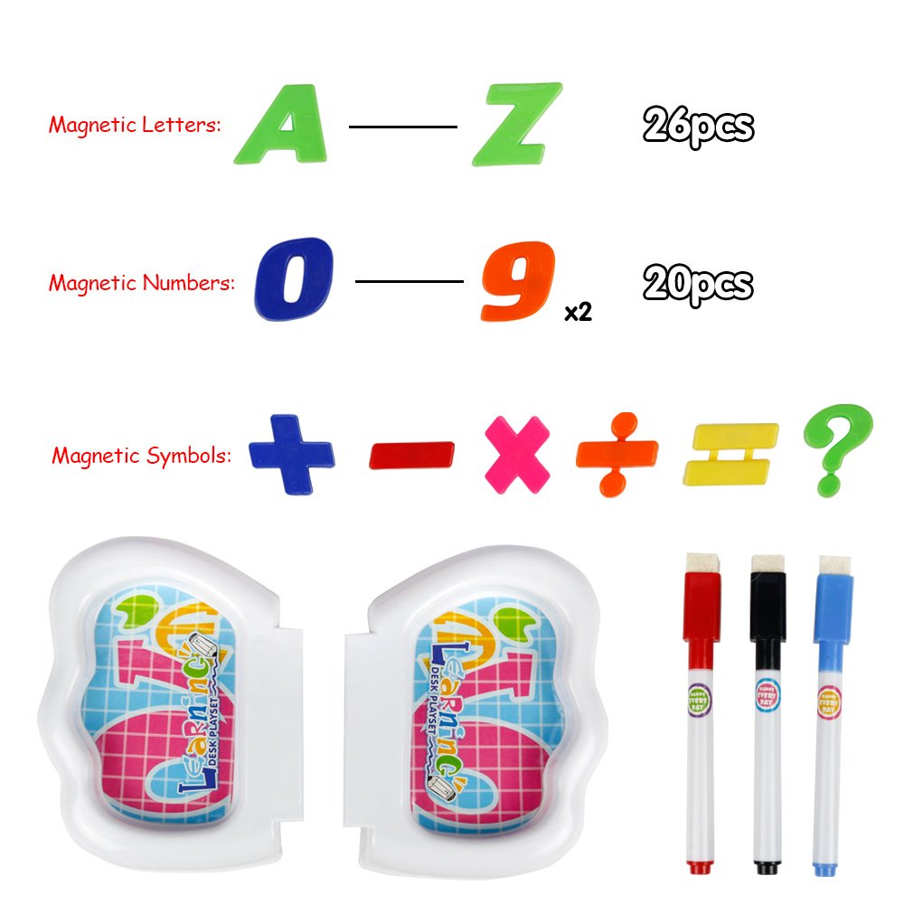 Jun Feng Long Magnetic White Board with Storage Box Chair Drawing Games Magnetic Letters, Numbers 3 in 1 Portable Chair