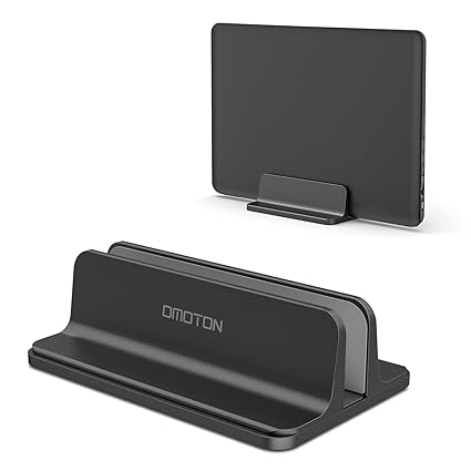 OMOTON Verstellbarer vertikalen Laptop Ständer, Aluminium Ständer für alle Handys und Notebooks - Perfekt für MacBook, MacBoo