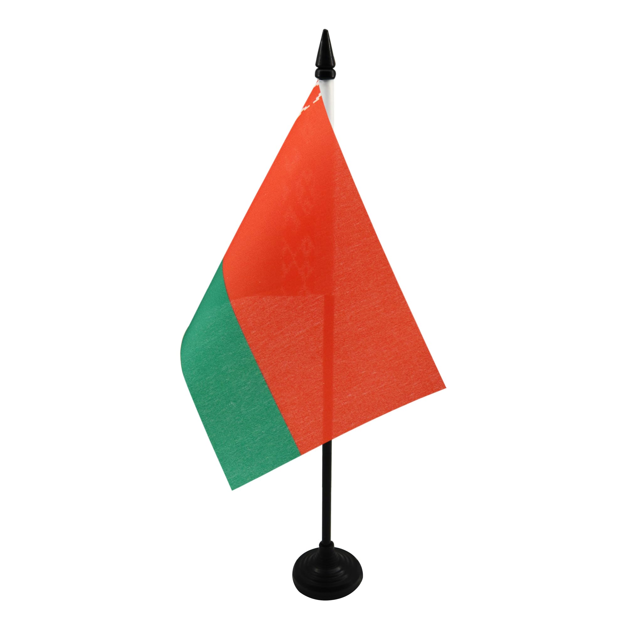 AZ FLAG - Belarus Table Flag 4'' x 6'' - Belarusian Office Mini Banner 100% Polyester 15 x 10 cm - Mini Desk Flag with 10'' Pole and Black Plastic Base