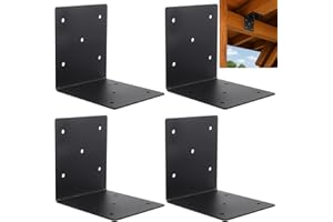 AOKLIT 4 Pcs Heavy Duty Steel Corner Bracket, 6"x6"x5" L Right Angle Bracket, 90 Degree L Shape Brackets Post Connector for 4