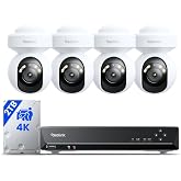 REOLINK 8CH 4K Security Camera System with PT Auto-Tracking RLK8-800PT4 | 355&deg;Pan 50&deg;Tilt, Auto-Tracking, 4pcs PoE Cameras Wired Outdoor, 8CH Black NVR with 2TB HDD, Smart Detection, Spotlights