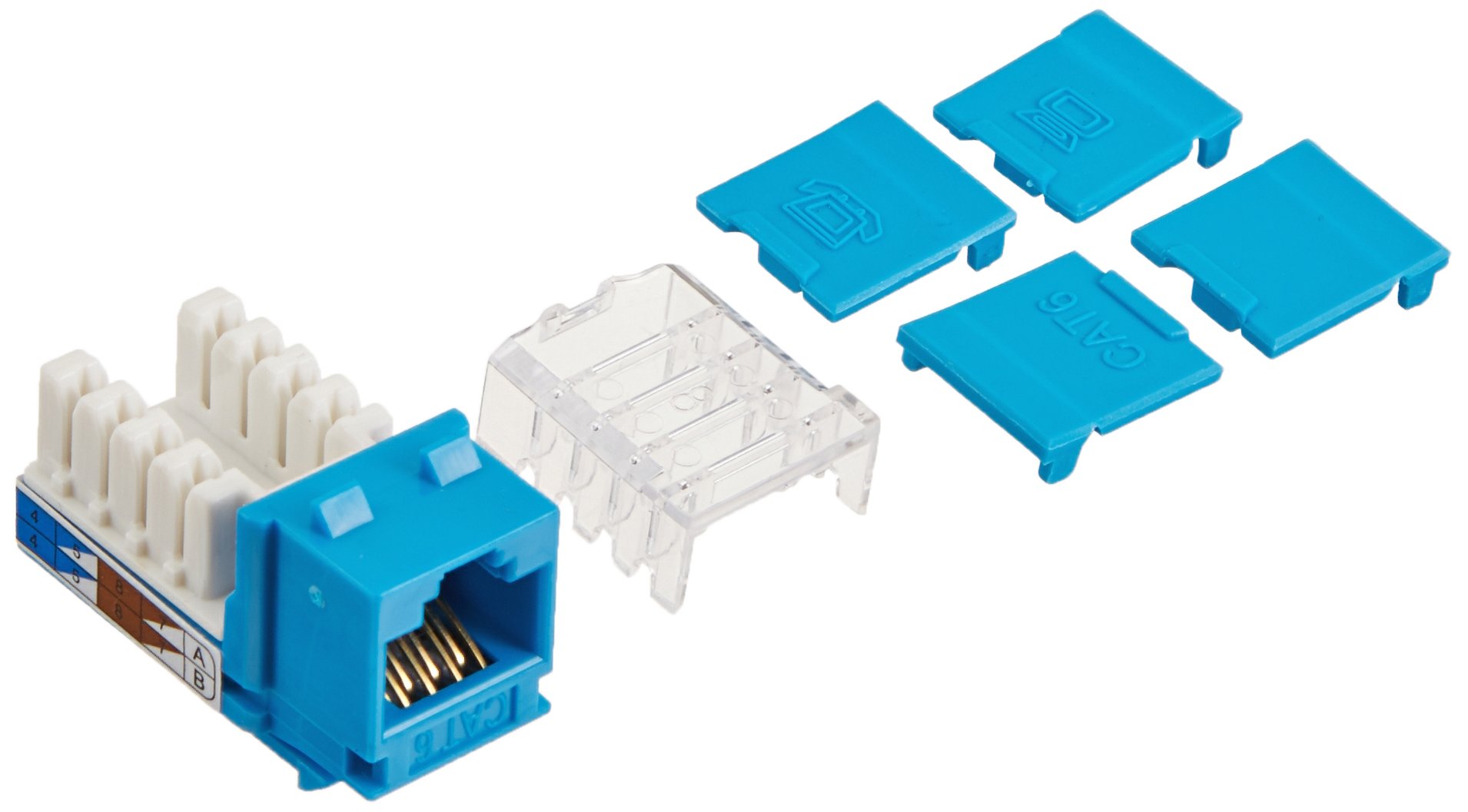 C2G Legrand Cat6 Keystone Jack 90, Blue Unshielded Cat 6 Keystone with RJ45 Keystone Jack for Keystone Insert, 1 Count, 29316