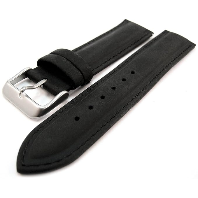 Black Suede Leather Padded Watch Strap Band 20mm Amazon.co.uk Watches