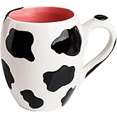 SWEETLO Cow Coffee Mug Stuff Ceramic Cup - 20oz Cow Coffee Mug - 600 ml Weird Milk Cow Print Coffee Mug for Women Gift - Taza de Vaca Cow Items Lover Gifts