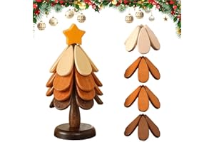 SICOSPI Natural Wood Tree Trivet Set, 2026 Upgraded Christmas Tree Trivet Set, 4 Wooden Trivets & 1 Stand Like a Christmas Tree, Wooden Tree Trivets for Hot Dishes, Pots, and Teapots (Color A, 4pcs)