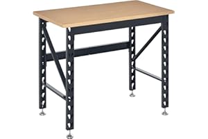 HOMCOM 45" Work Bench Table, Heavy Duty Workbench, Rubber Wood Tabletop Workstation with Four Adjustable Foot Pads, Weight Ca