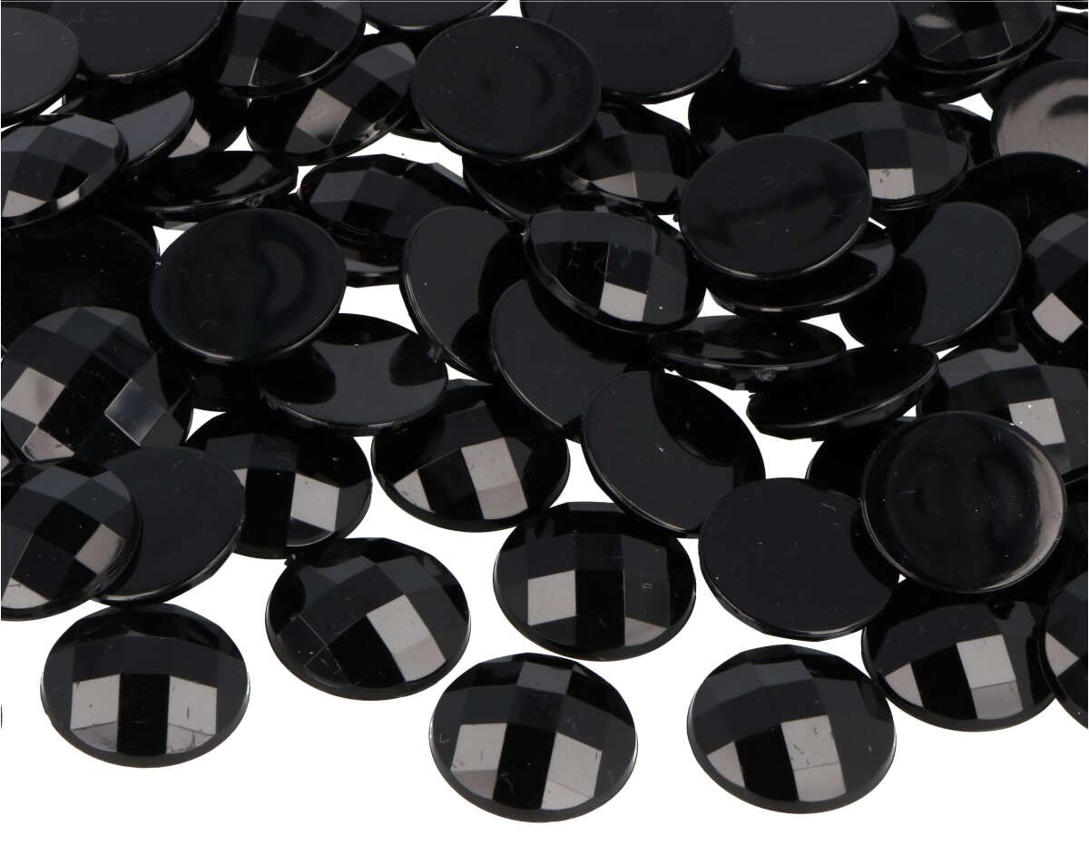INNSPIRO Decorative acrylic gems black circle opaque 18 mm. 200u.Approx.