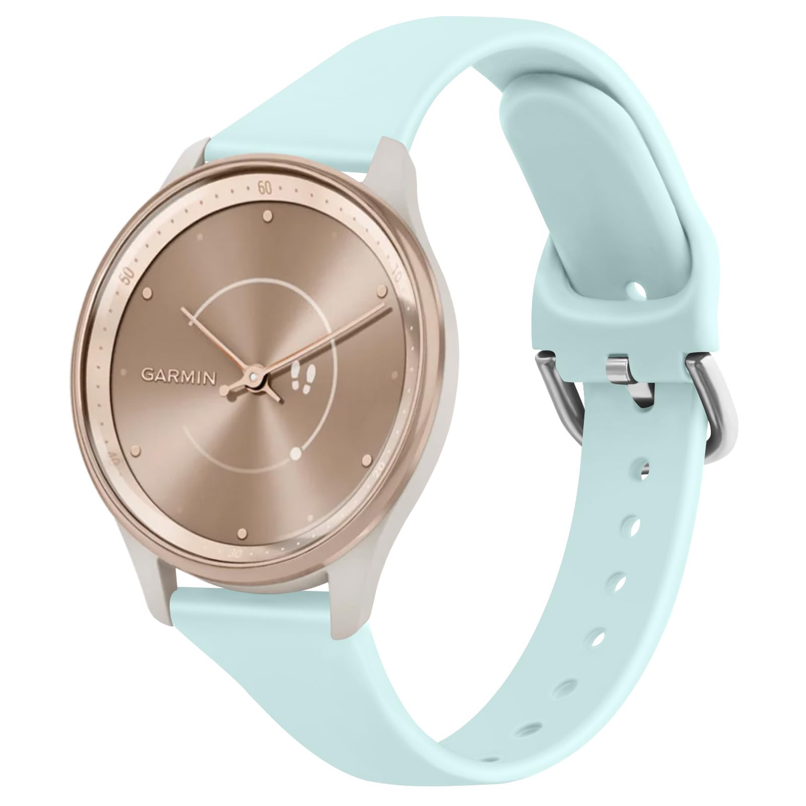 Slim 20mm Silicone Bracelet Replacement Band for Garmin Vivoactive 5/Vivomove 3/HR/LUXE/Sport/Trend (Nude Green)