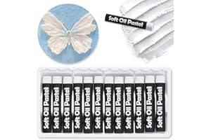Mifuner Soft Oil Pastels Set (12 Sticks), Single Colors Heavy Oil Pastels Vibrant and Creamy,Pastel Art Supplies for Artists,Gallery Oil Painting Stick,Beginners,Adult Drawing White