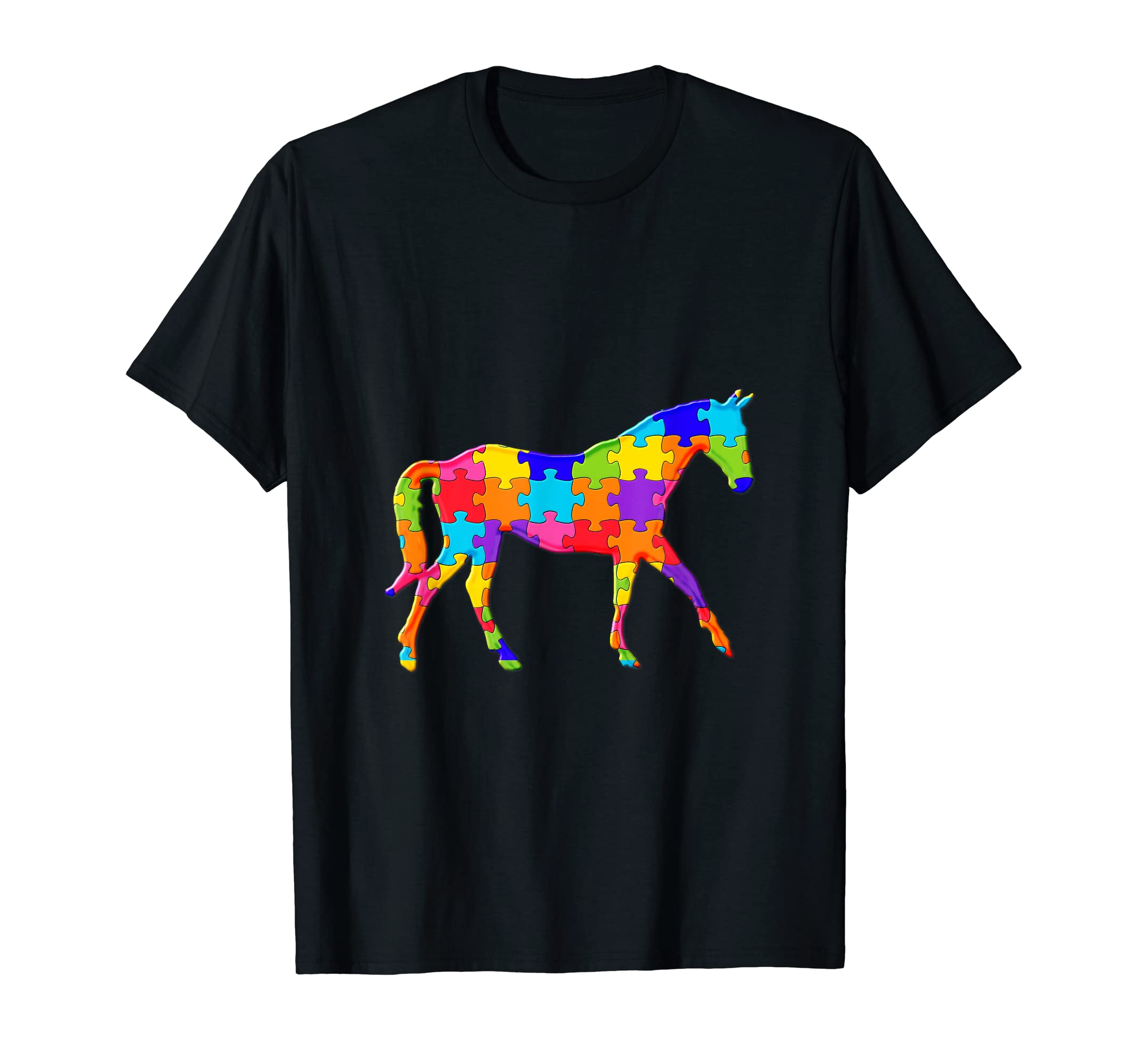 Horse Animal Pony Jigsaw Autism Puzzle T-Shirt — image 1
