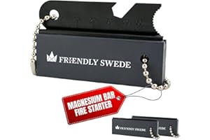 The Friendly Swede Magnesium Fire Starter Kit 3-Pack — Flint and Steel Fire Starter Survival Tool; Weatherproof Firestarter for Camping, Hiking & BBQs; Flint and Steel Magnesium Bar; 6-in-1 Striker