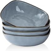 famiware Ocean Pasta Bowls Set of 4, Square 8" Serving Bowl, Blue | Microwave &amp; Dishwasher Safe, Lead-free and Cadmium-free, Stoneware Scratch Resistant Plates Bowls, Serving Bowls