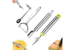 4pcs Kitchen Spiral Vegetable Cutter Set with V-Shaped Carving Cutting Tool, Peeler Peeling and Flower-Shaped Fruit Carver Sp