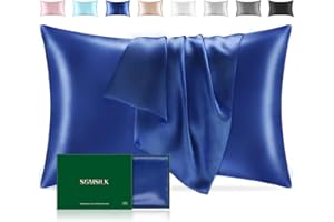 Mulberry Silk Pillowcase for Hair and Skin, SGMSILK 22 Momme Natural Silk Pillow Case with Hidden Zipper, 6A Soft and Smooth Single Sided Pure Silk Pillow Cover (Royal Blue, Standard 20"x26")