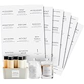 Talented Kitchen Minimalist Bathroom Labels for Organizing - 174 Labels, 2.5" x 2.5" & 2.5" x 0.75", Black on White - Stickers for Jars & Bottles - Water-Resistant for Medicine Cabinet