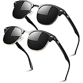 LINVO Polarized Semi Rimless Sunglasses for Men Women, Classic Retro Shades Half Frame Driving Sun Glasses UV Protection