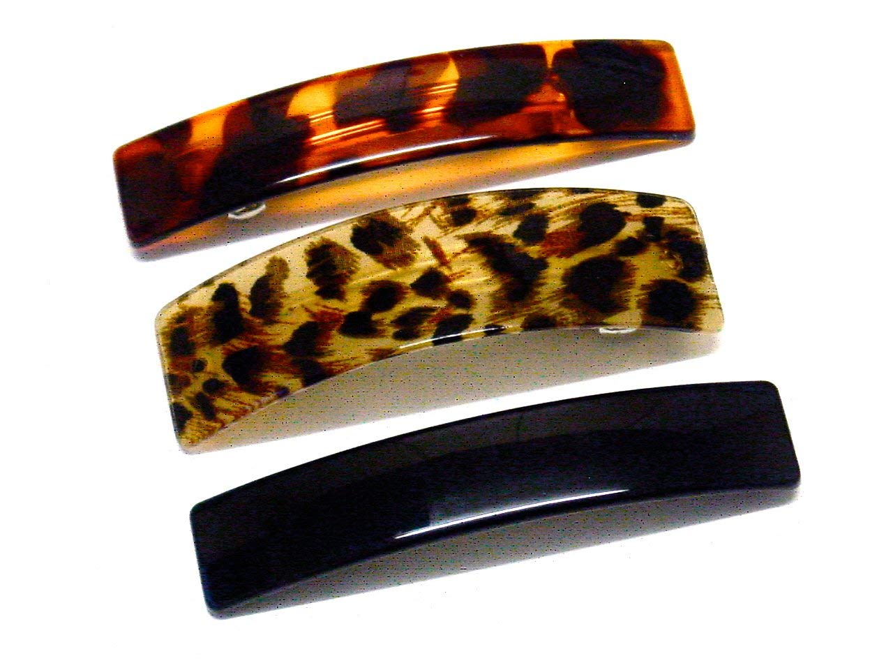 La Peach Fashions Plain Leopard Rectangular Barrette Clip Large Hair Barrette Comb Set Of Three Beautiful Product (Tortleobk)