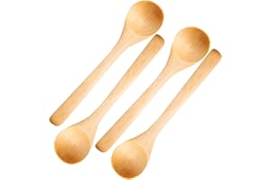 Mini Wooden Spoons, Small Wooden Spoons, 4PCS 5.1x1.2 Mini, Portable Scoop for Sugar/Scrubs/Spices/Ice Cream/Bath Salts/Coffe