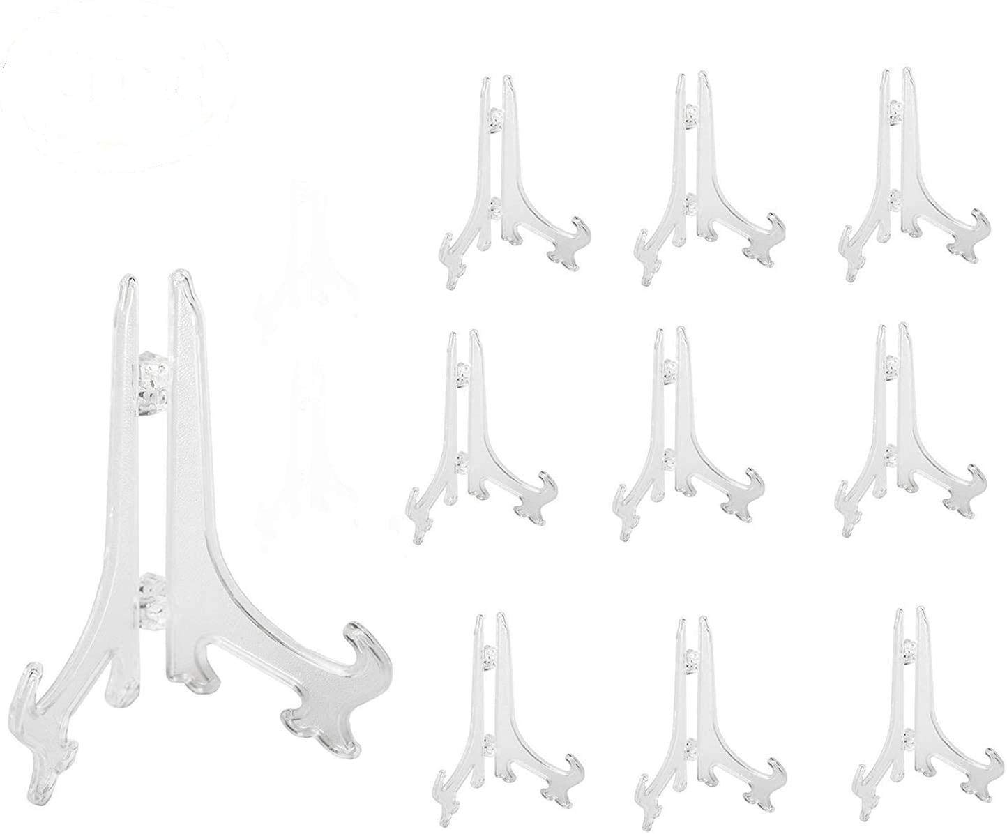 PDFans Plastic Easels Display Stands Plate Picture Frame Stand Holder Clear 1Set/10 PCS (4 Inch)