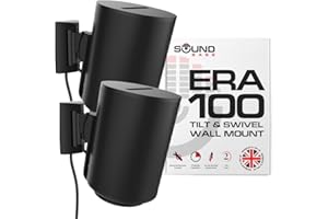 Sound Bass ERA100 Wall Mount Bracket, Tilt and Swivel, Black, Twin (2pcs), Compatible with Sonos ERA 100, Effortless Installation, Includes Mounting Kit, Double, Pair